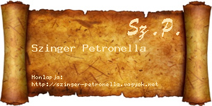 Szinger Petronella névjegykártya
